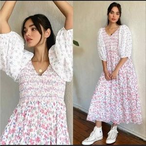 LoveShackFancy Analia Midi Dress Multi Cream Symphony Women's Size XS